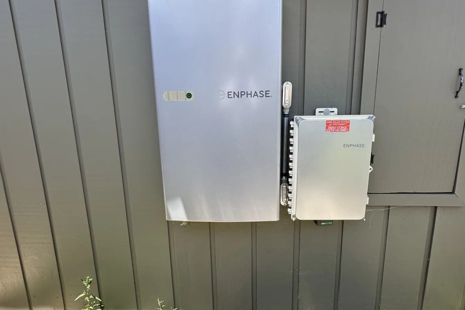 Enphase battery storage and IQ combiner installed on a Sonoma County home
