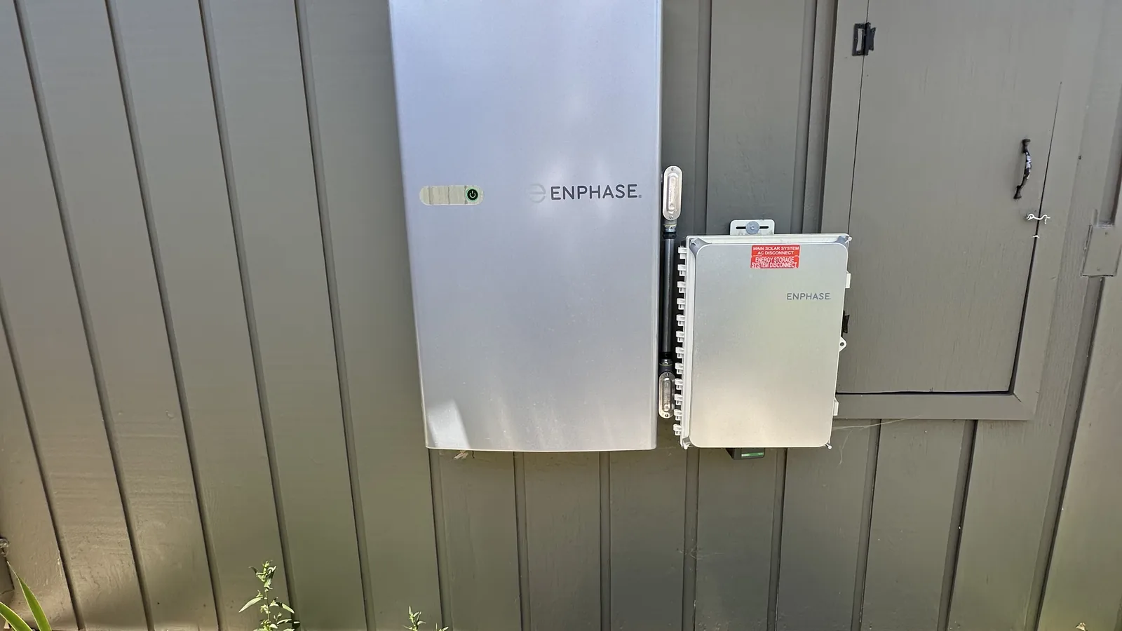 Enphase battery storage and IQ combiner installed on a Sonoma County home
